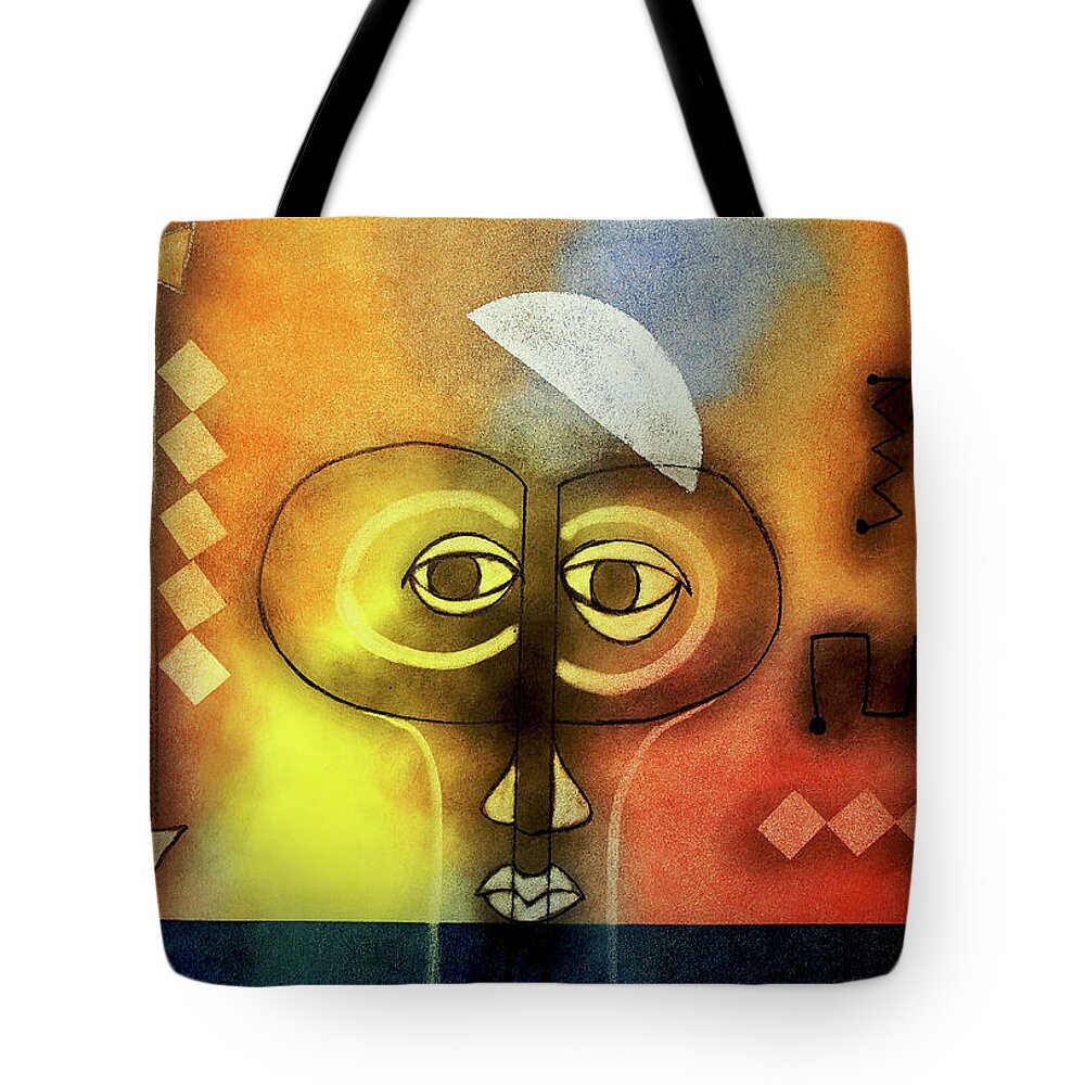African Art. African Tote Bag featuring the painting Building Blocks by Winston Saoli 1950-1995