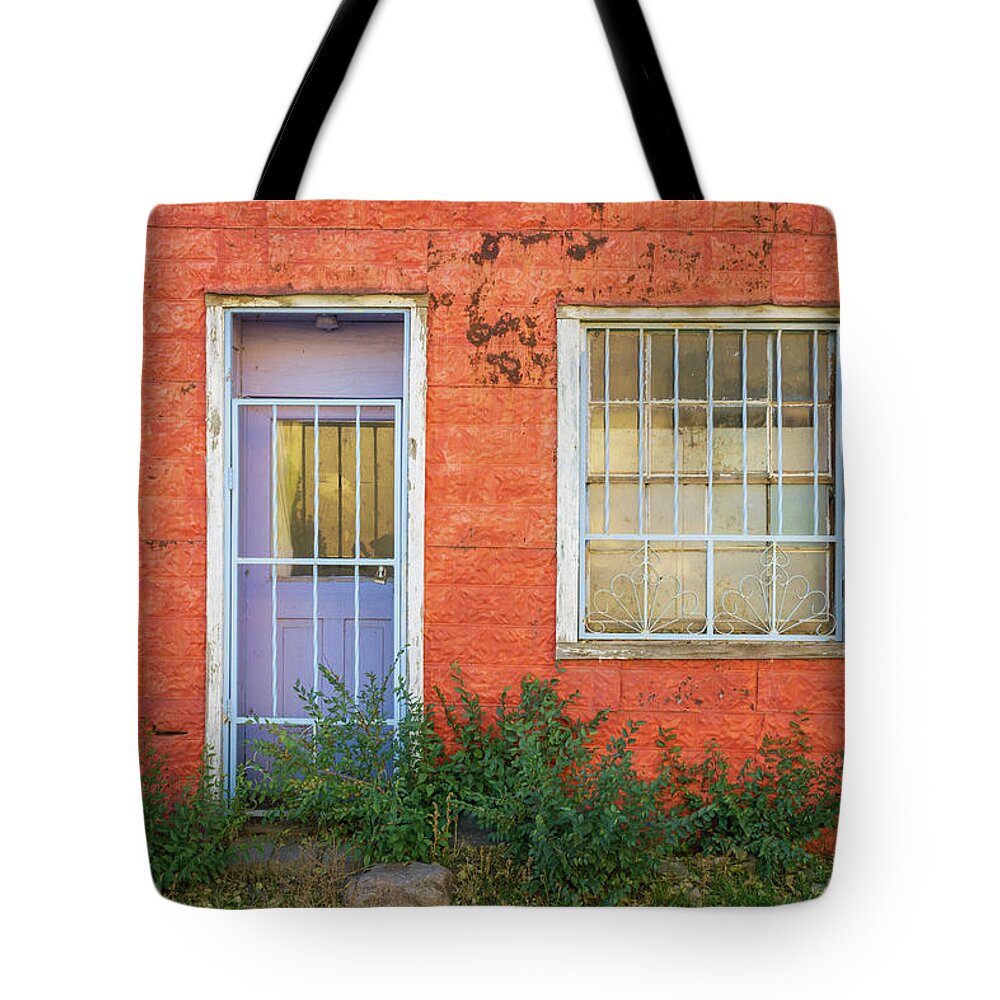 New Mexico Tote Bag featuring the photograph Building Facade Ranchos de Taos NM Color by David Gordon