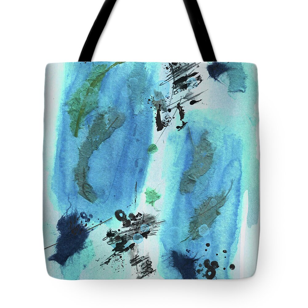 Building On The Blues Tote Bag featuring the mixed media Building On The Blues by Kandy Hurley