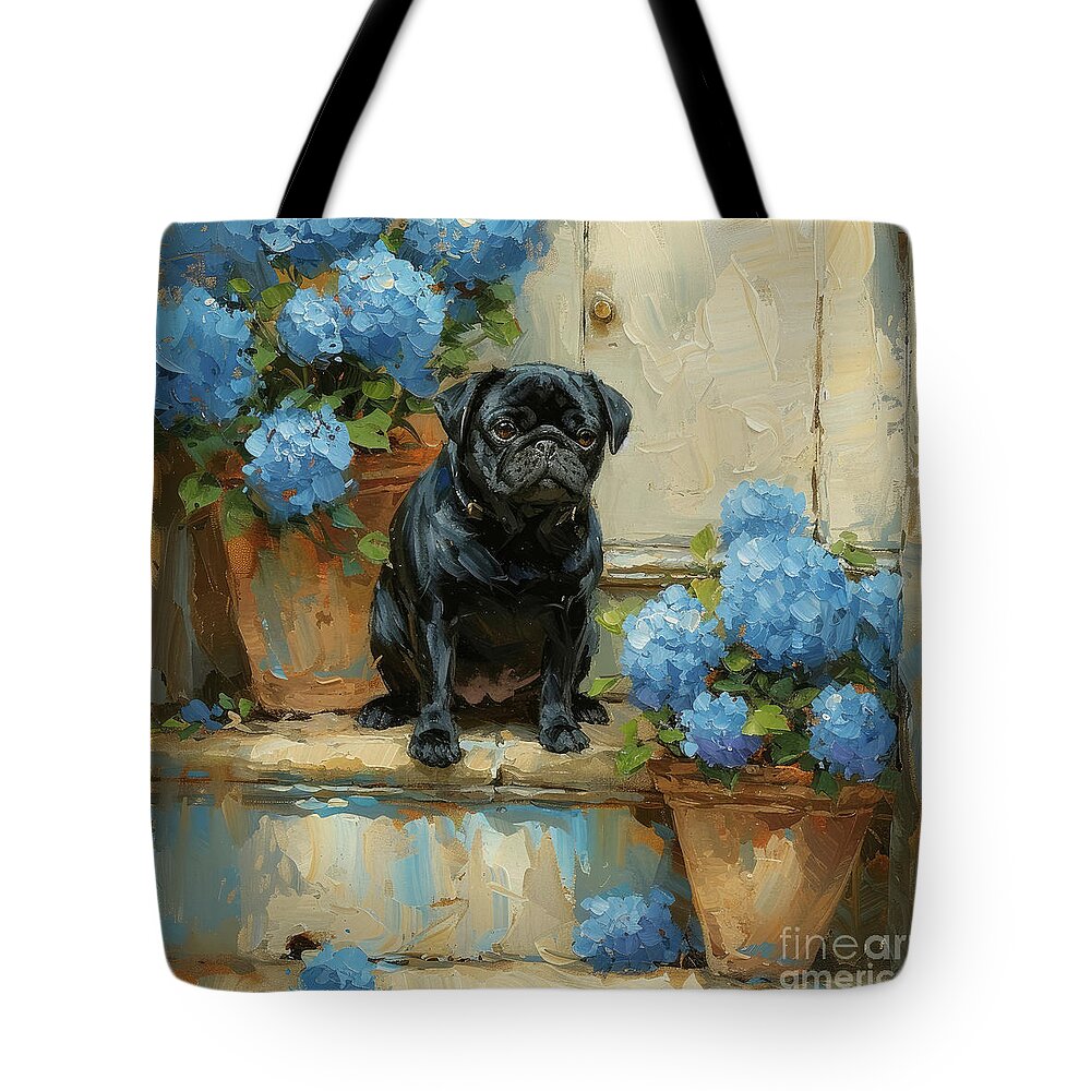 Bulldog Tote Bag featuring the painting Bulldog On The Front Steps by Tina LeCour