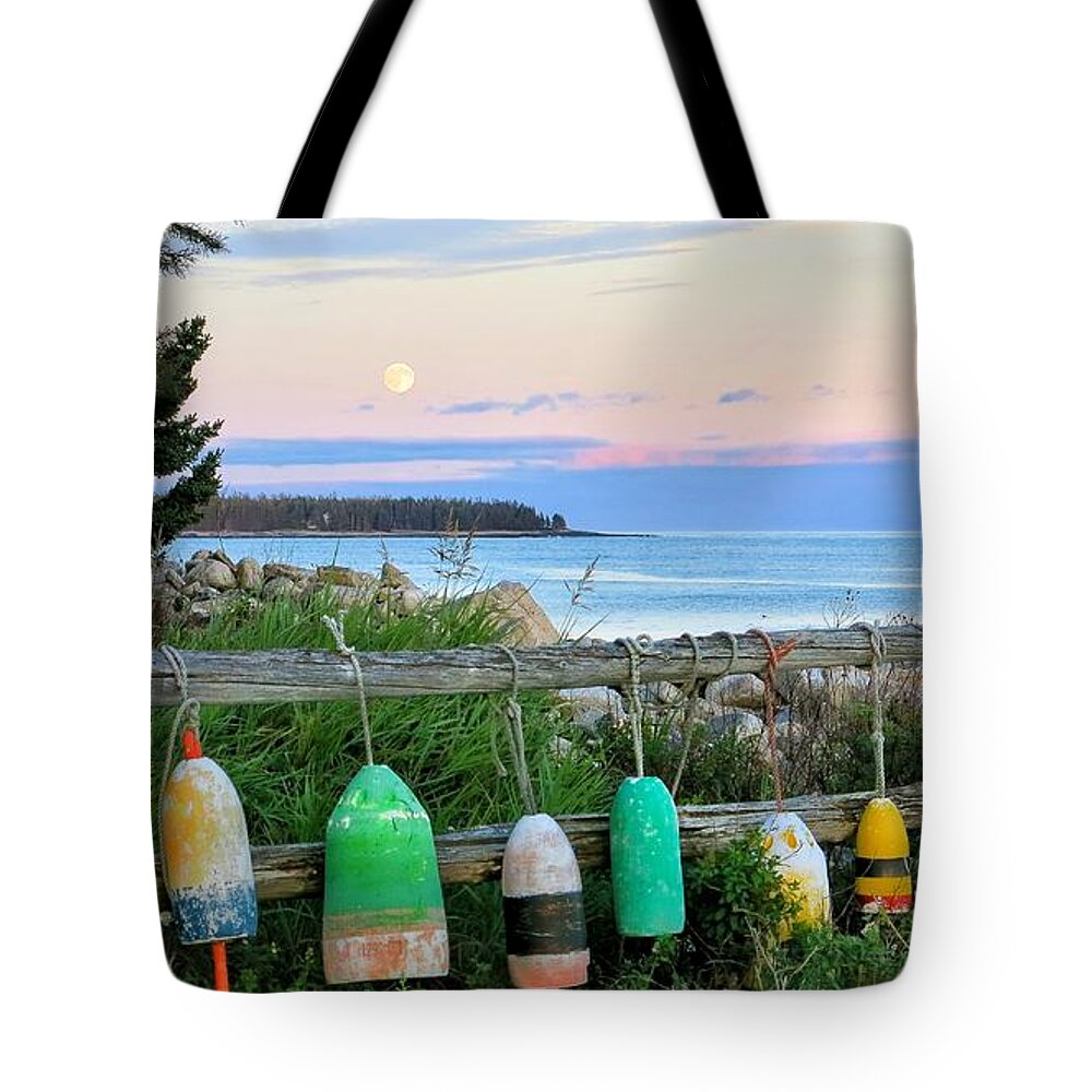 Buoys Tote Bag featuring the photograph Buoys by Katie Dobies