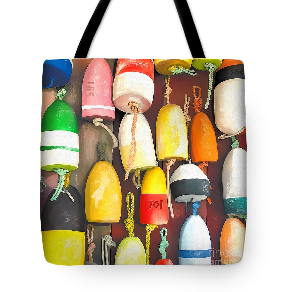 Buoys Tote Bag featuring the painting Buoys by Tammy Lee Bradley