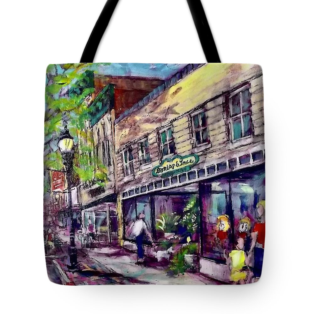 Painting Tote Bag featuring the painting Burlap and Lace by Les Leffingwell