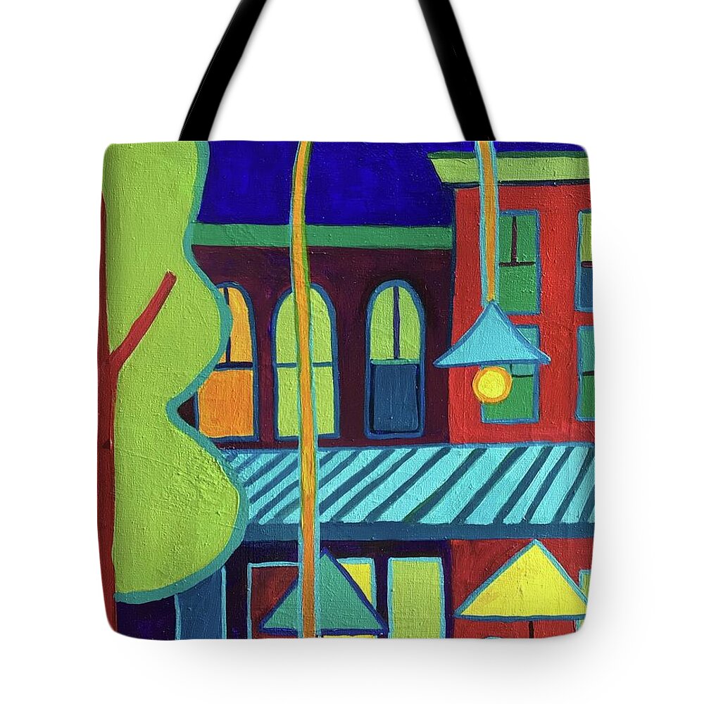 Vermont Tote Bag featuring the painting Burlington VT street scene by Debra Bretton Robinson