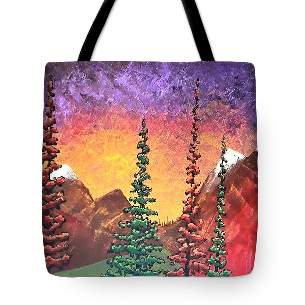Trees Tote Bag featuring the painting Burning Horizon by April Reilly