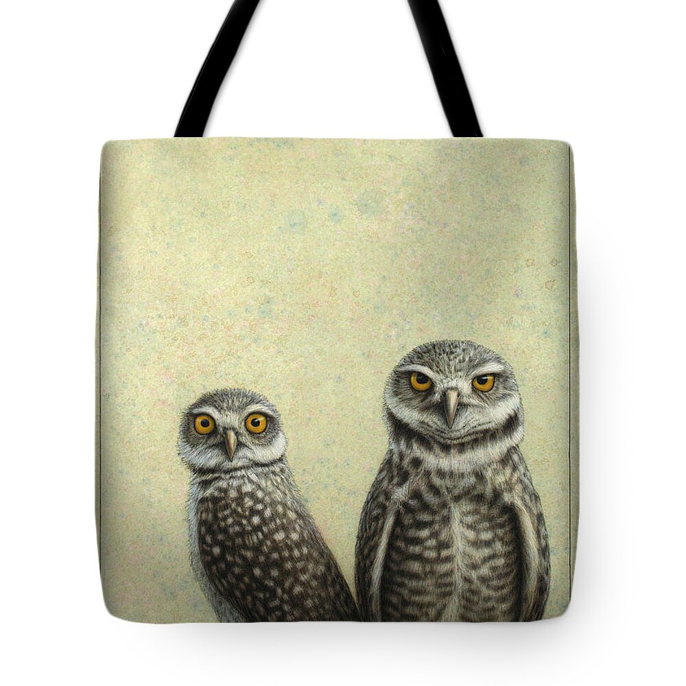 Owls Tote Bag featuring the painting Burrowing Owls by James W Johnson