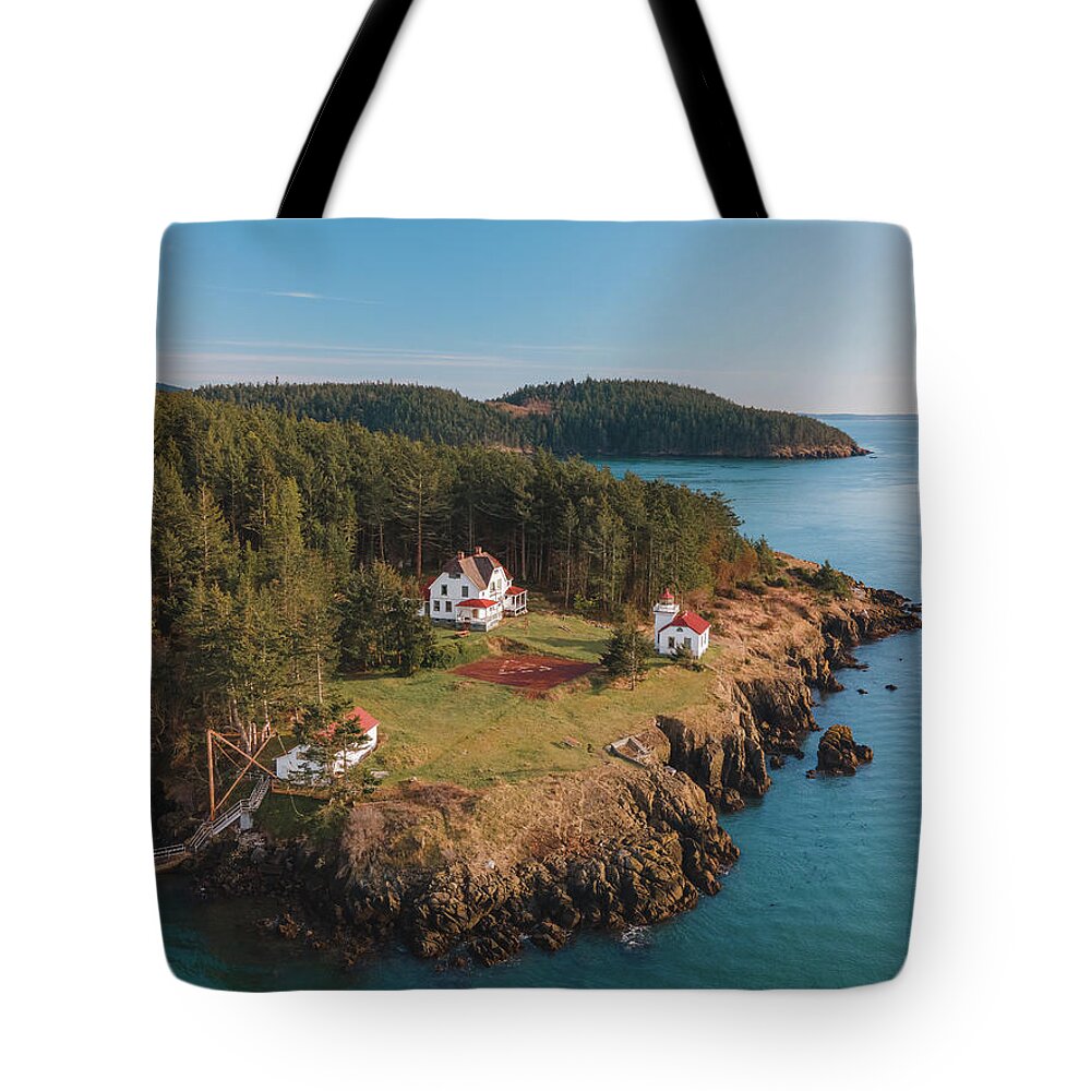 Lighthouse Tote Bag featuring the photograph Burrows Island Lighthouse #2 by Michael Rauwolf