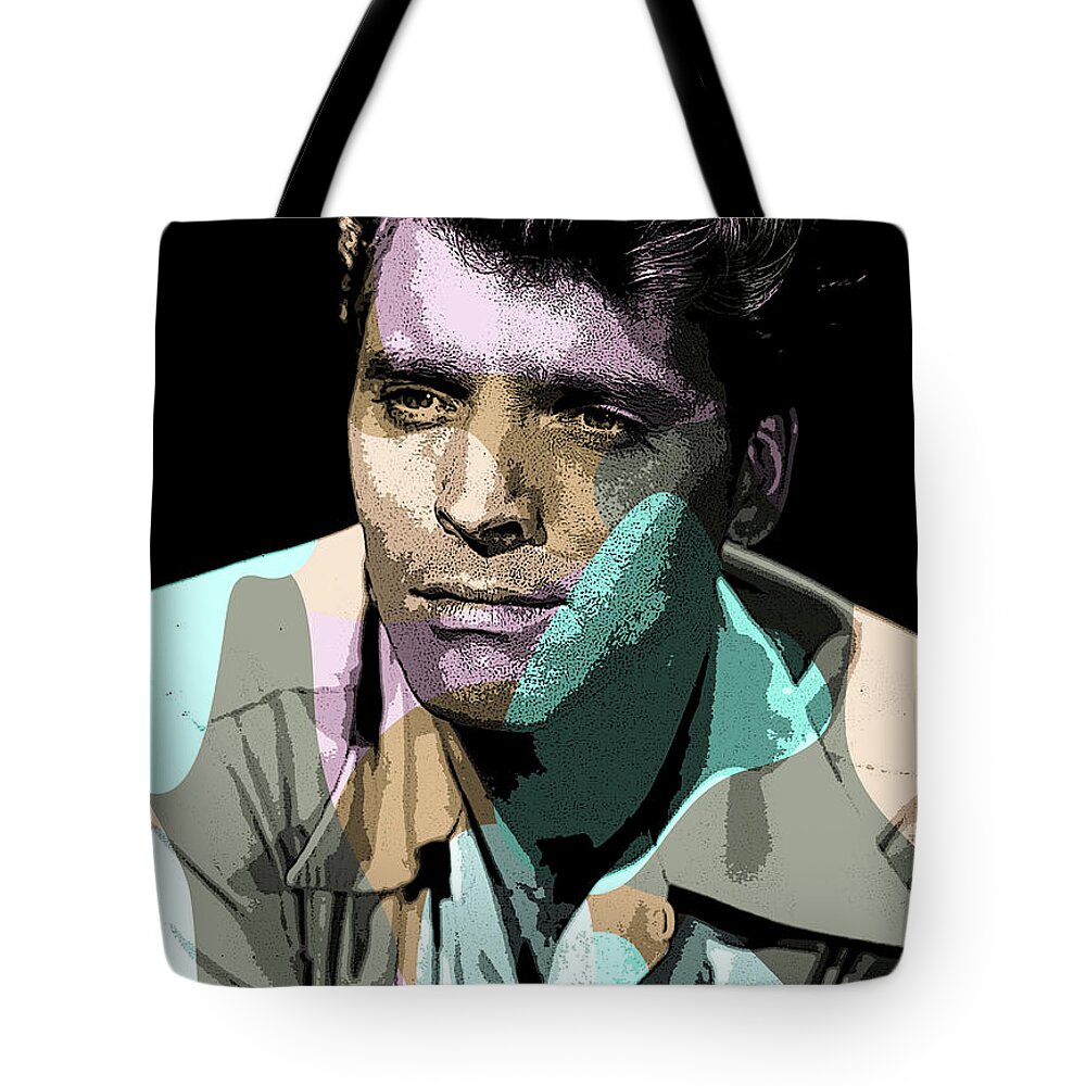 Burt Lancaster Tote Bag featuring the mixed media Burt Lancaster modernized portrait by Movie World Posters