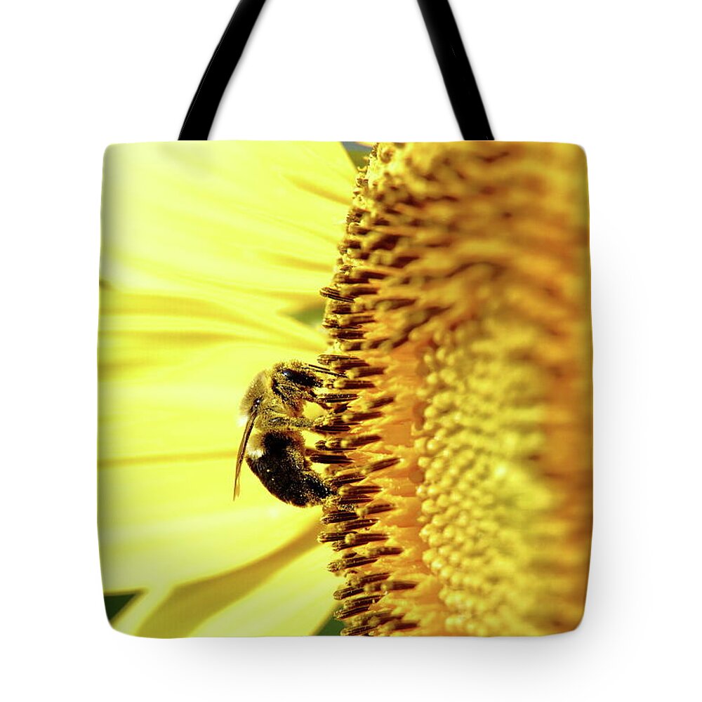 Sunflower Tote Bag featuring the photograph Busy Bee by Lens Art Photography By Larry Trager