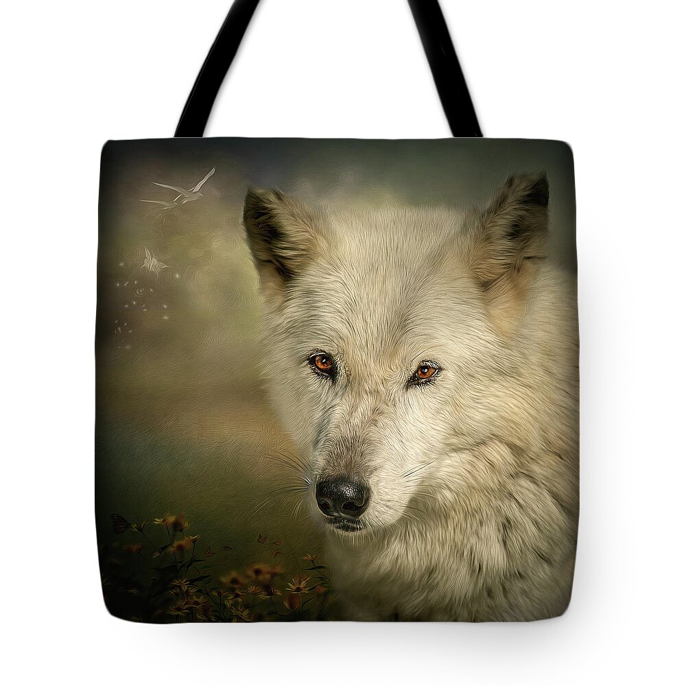 Wolf Tote Bag featuring the digital art Buttercup by Maggy Pease