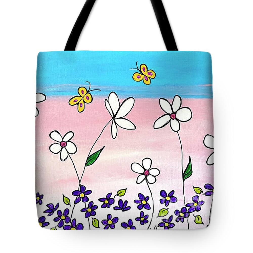 Flowers Tote Bag featuring the painting Butterfly Garden by Wendy Golden
