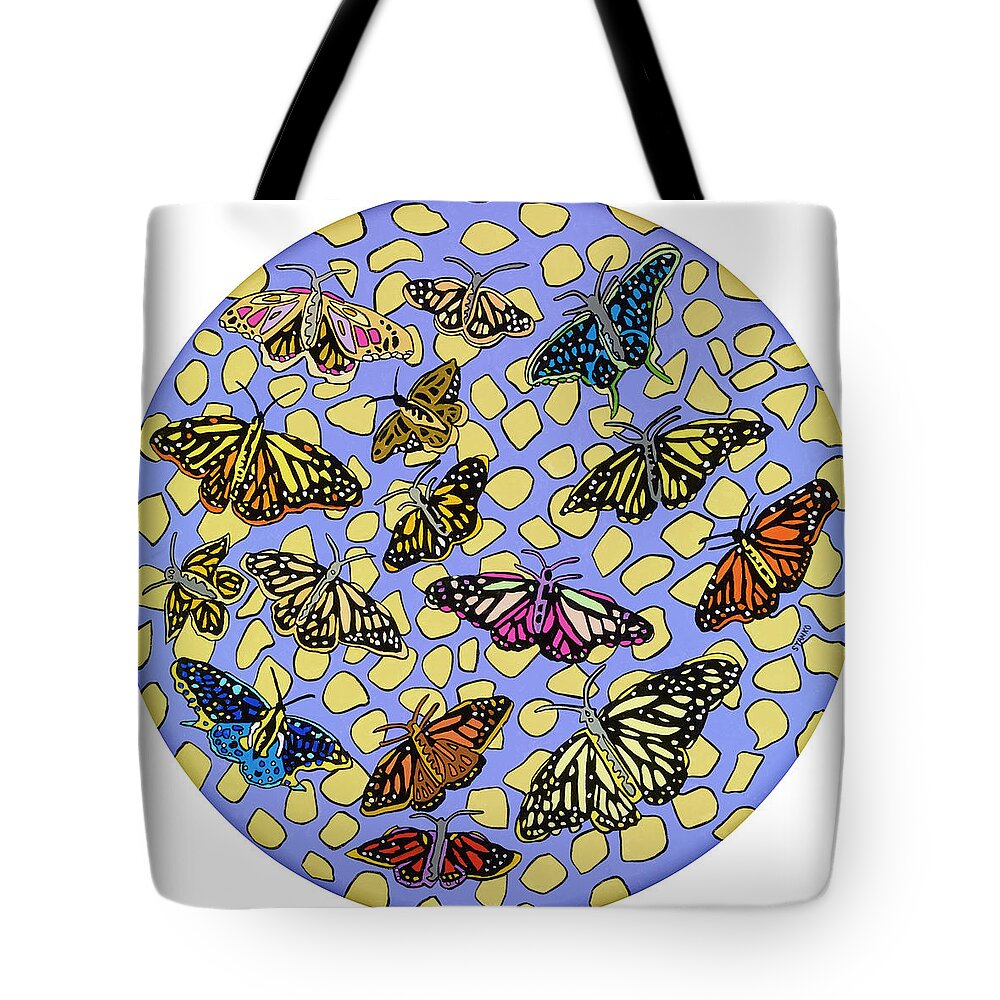 Butterfly Butterflies Pop Art Tote Bag featuring the painting Butterflies by Mike Stanko