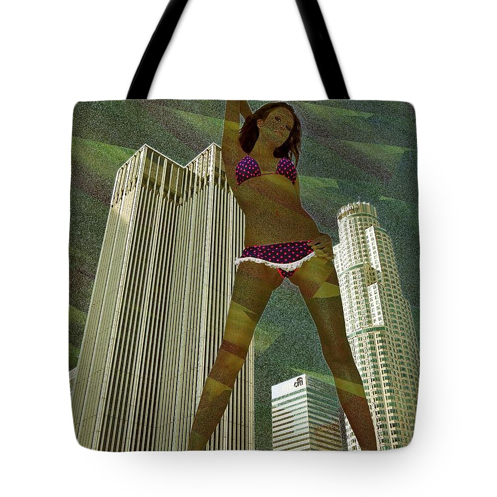 Oifii Tote Bag featuring the digital art Bythe Towers Wild Night Sky by Stephane Poirier