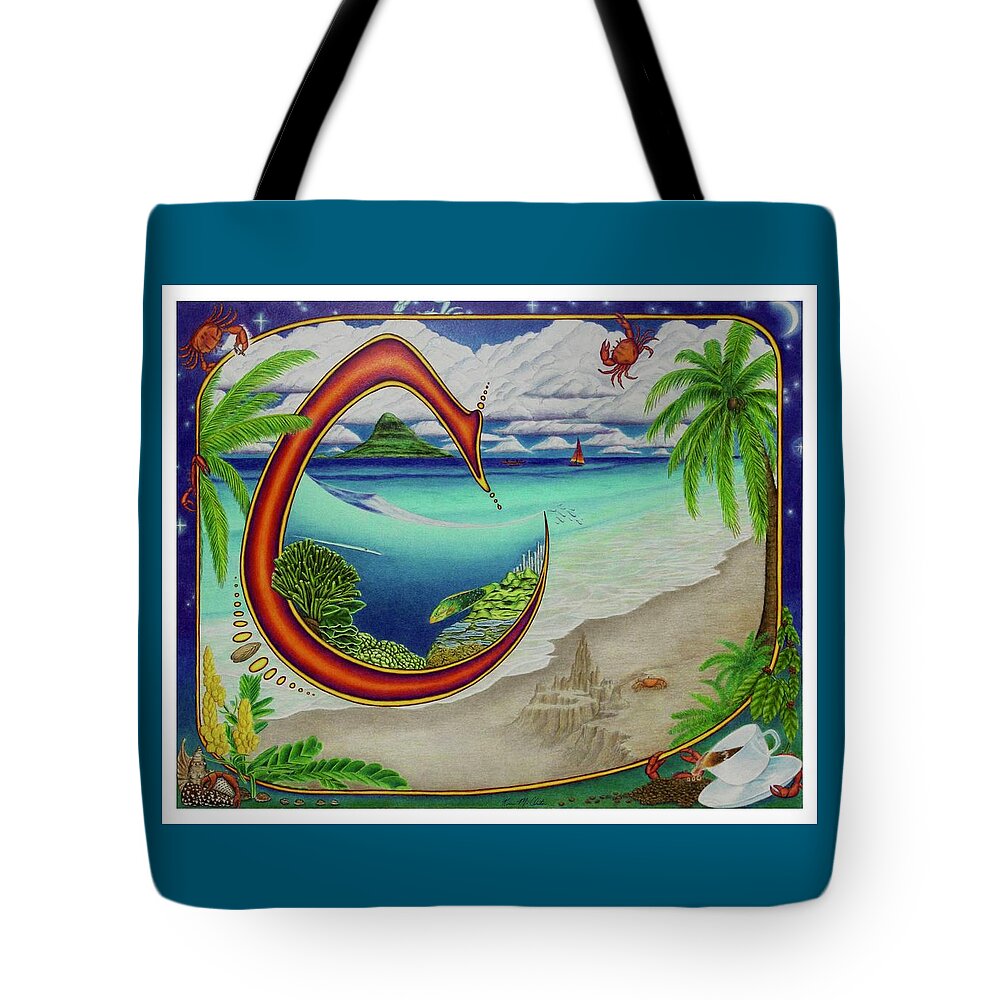 Kim Mcclinton Tote Bag featuring the drawing C is for Coral by Kim McClinton