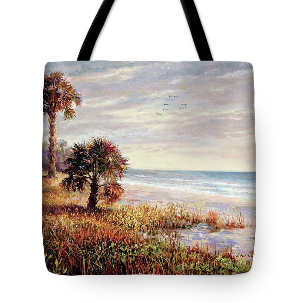 Cabbage Palm Beach Tote Bag featuring the painting Cabbage Palm Beach by Laurie Snow Hein