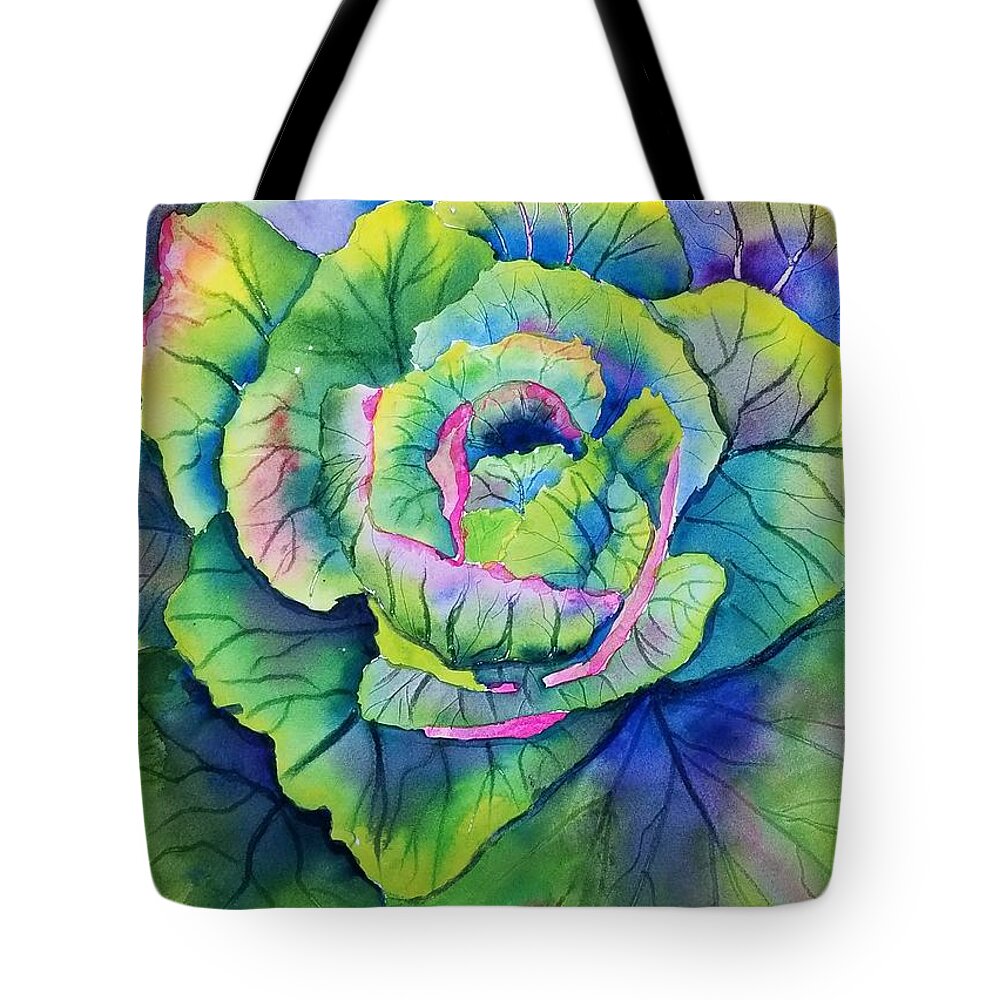 Cabbage Tote Bag featuring the painting Cabbage Patch by Ann Frederick