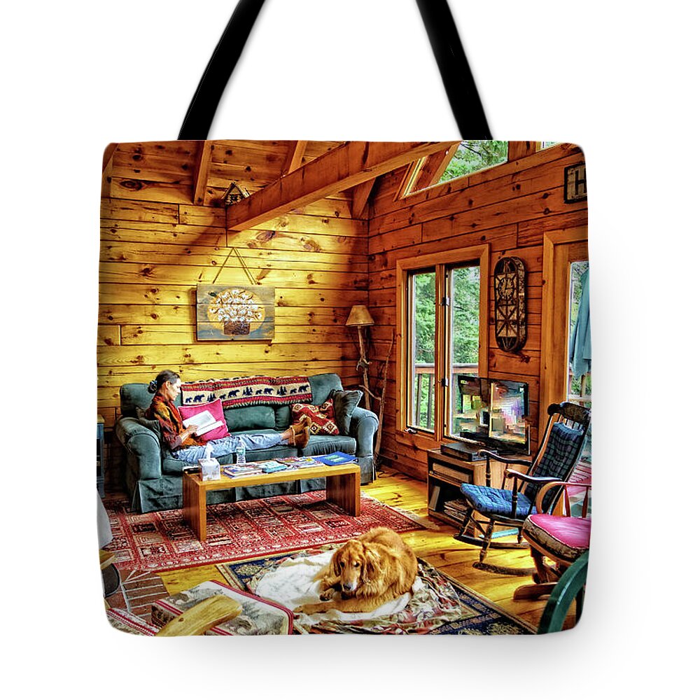 Cabin Tote Bag featuring the photograph Cabin at the Lake by Russel Considine