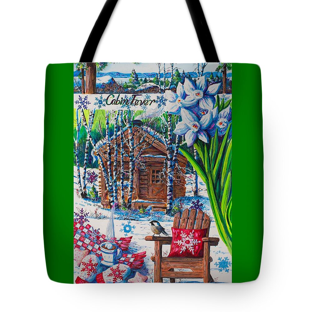 Log Cabin Tote Bag featuring the painting Cabin Fever by Diane Phalen