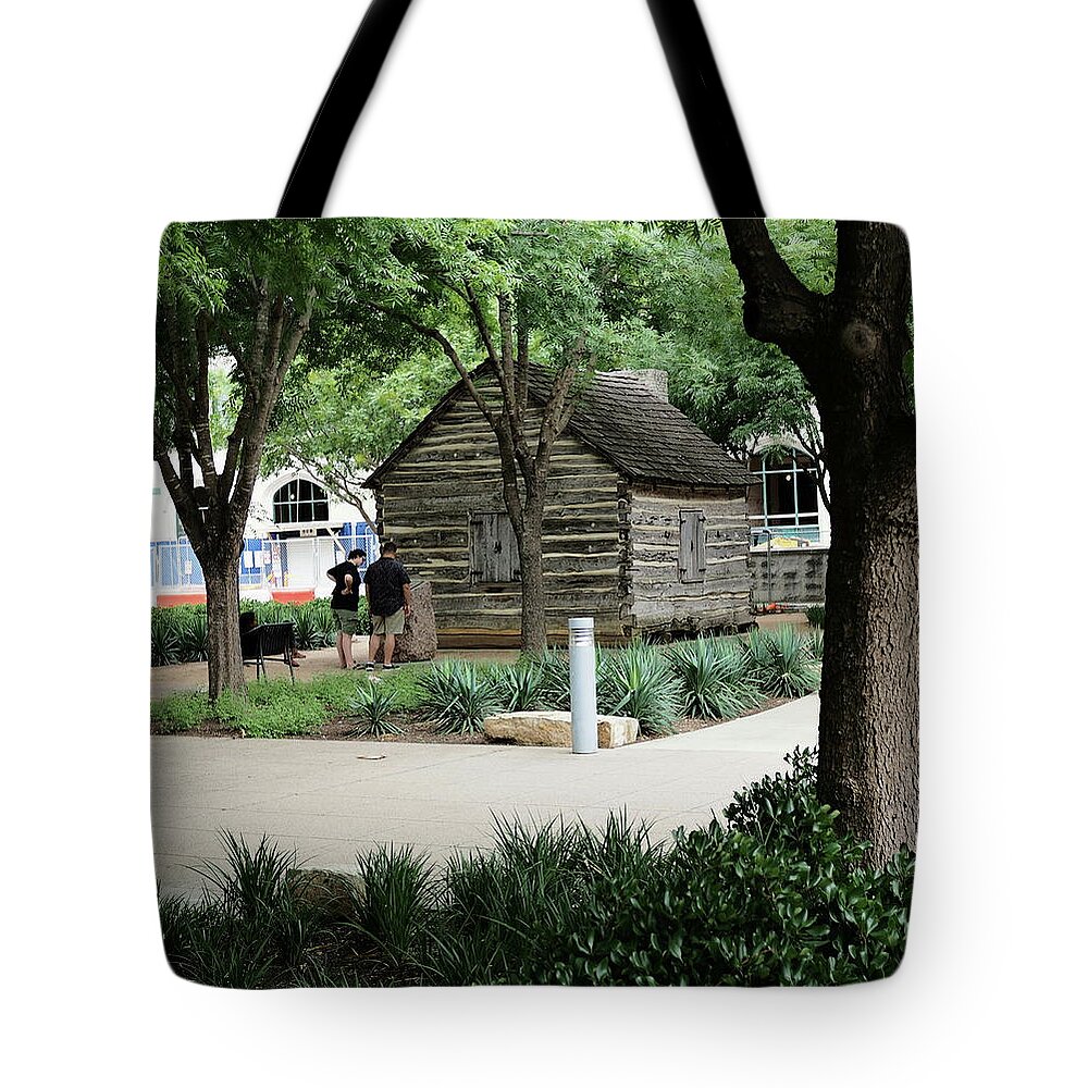 Green Tote Bag featuring the photograph Cabin in the Park by C Winslow Shafer