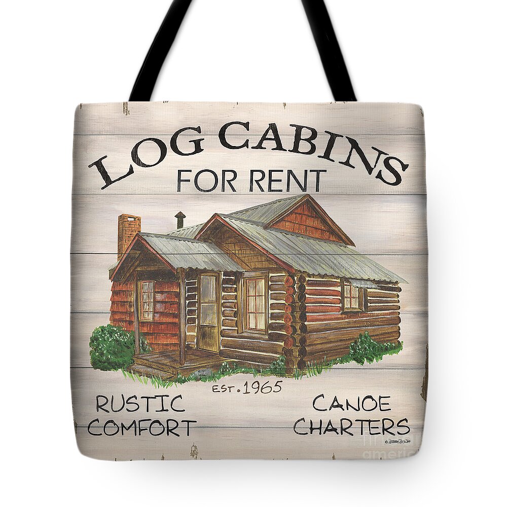 Cabin Tote Bag featuring the painting Cabin Rentals 1 by Debbie DeWitt