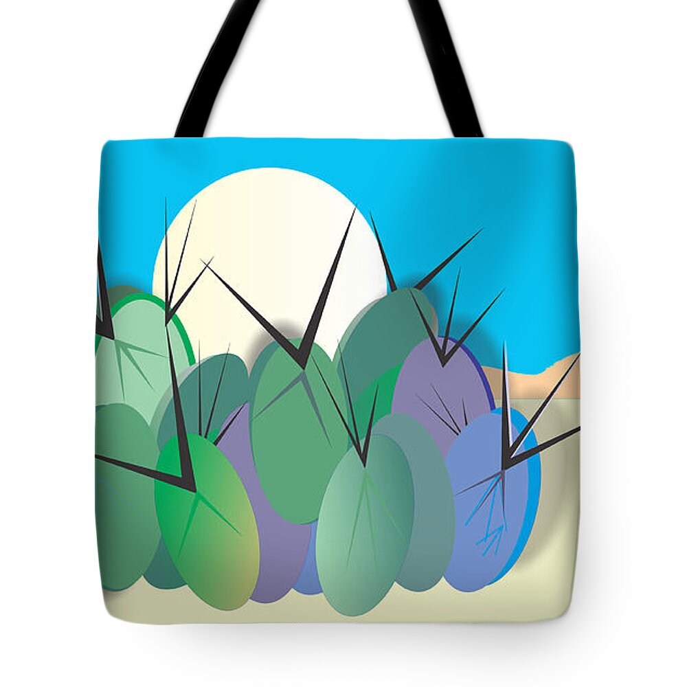 Southwest Tote Bag featuring the digital art Cacti Gathering Three by Ted Clifton
