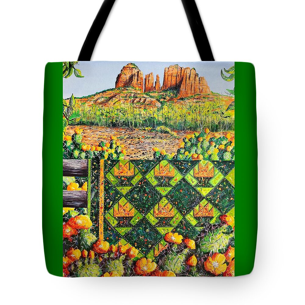 Sedona Tote Bag featuring the painting Cactus Pot by Diane Phalen