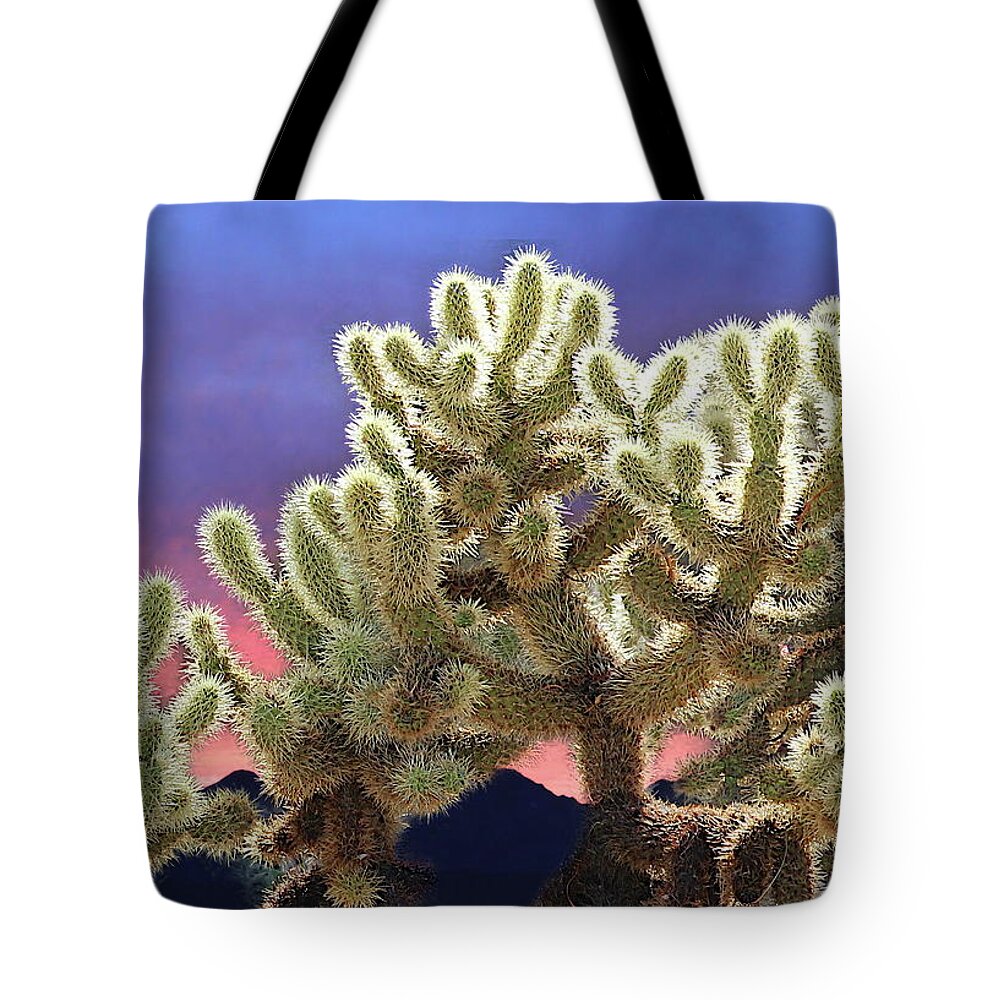 Cactus Tote Bag featuring the photograph Cactus Sunset in Palm Springs by Russ Harris