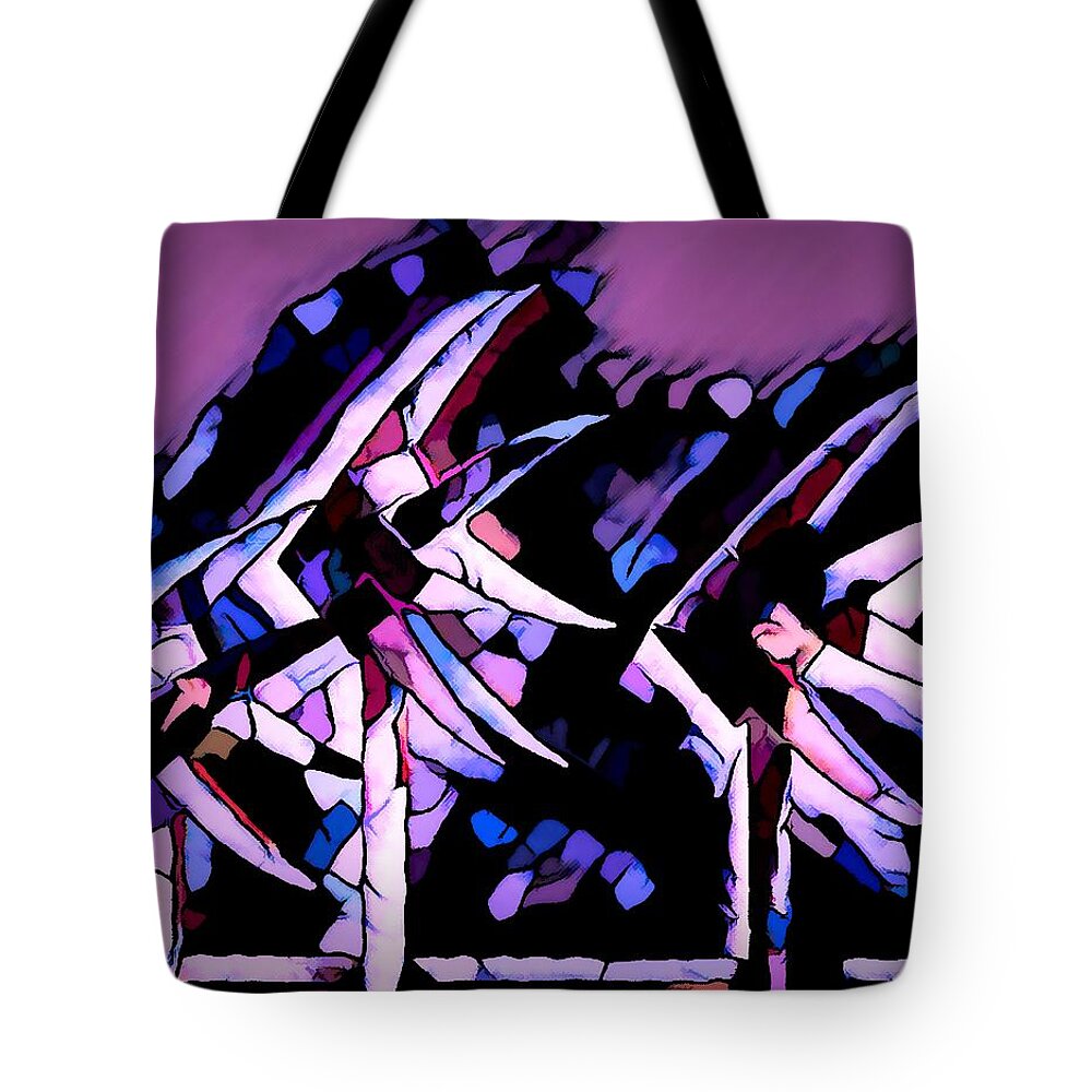 Cairns Tote Bag featuring the mixed media Cairns Esplanade Metal Fish Sculptures by Joan Stratton