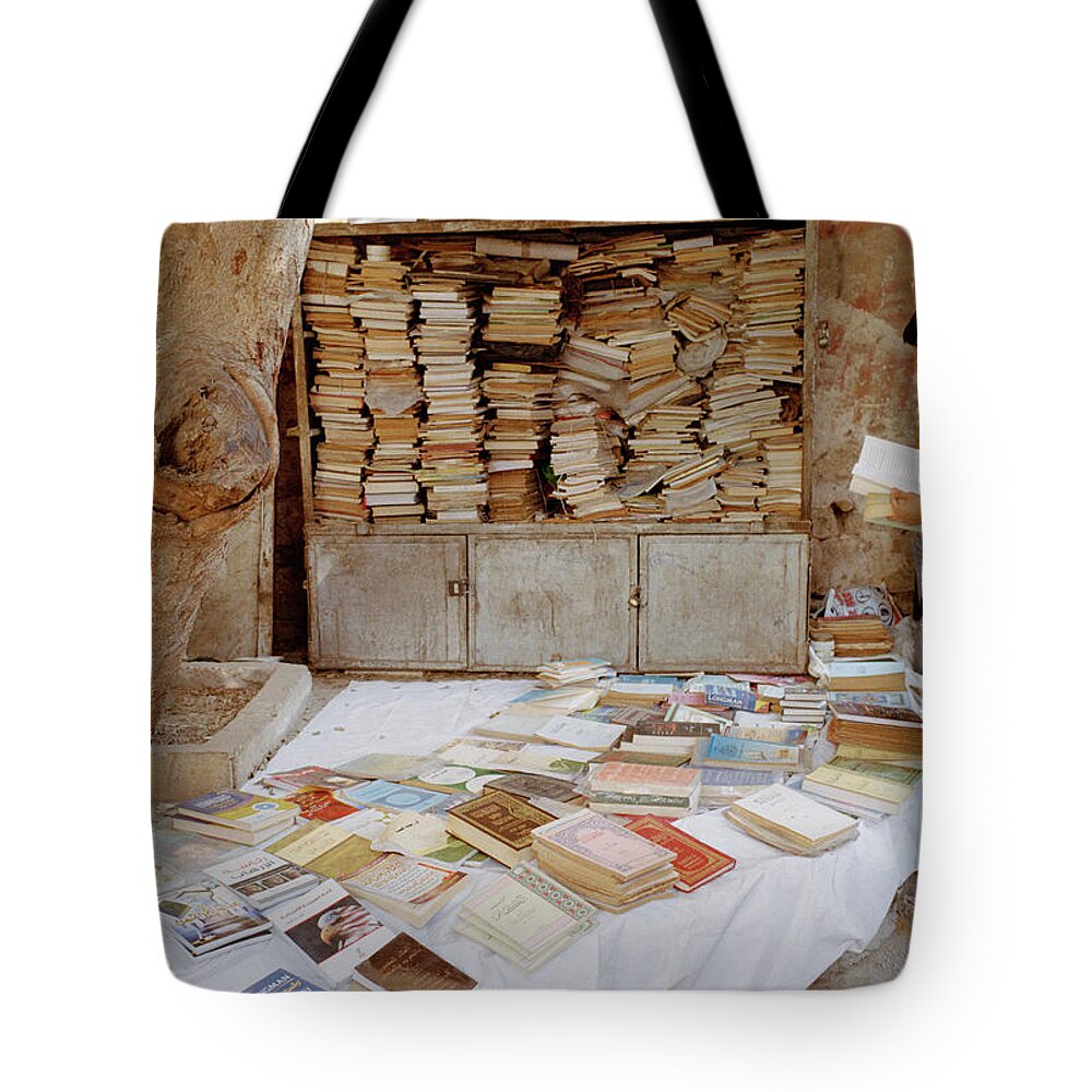 Cairo Tote Bag featuring the photograph Cairo Street Library by Shaun Higson