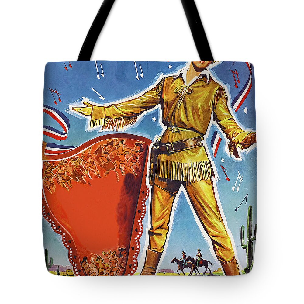 Calamity Tote Bag featuring the painting ''Calamity Jane'' - 1953-b, movie poster base painting by Movie World Posters