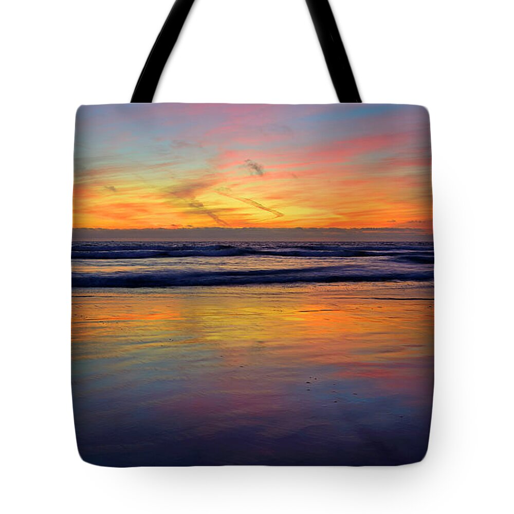 Oceanside Tote Bag featuring the photograph Oceanside Surf Superglow by John F Tsumas