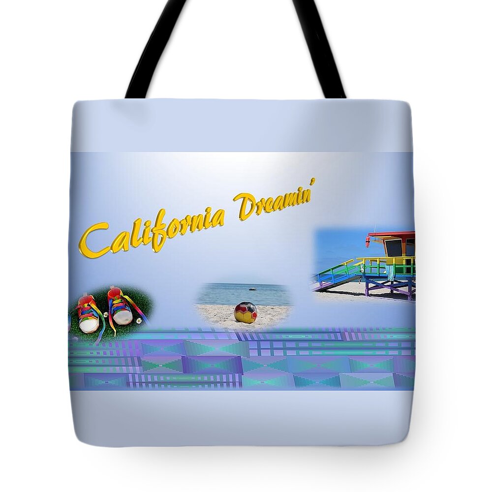 California Tote Bag featuring the mixed media California Dreaming by Nancy Ayanna Wyatt