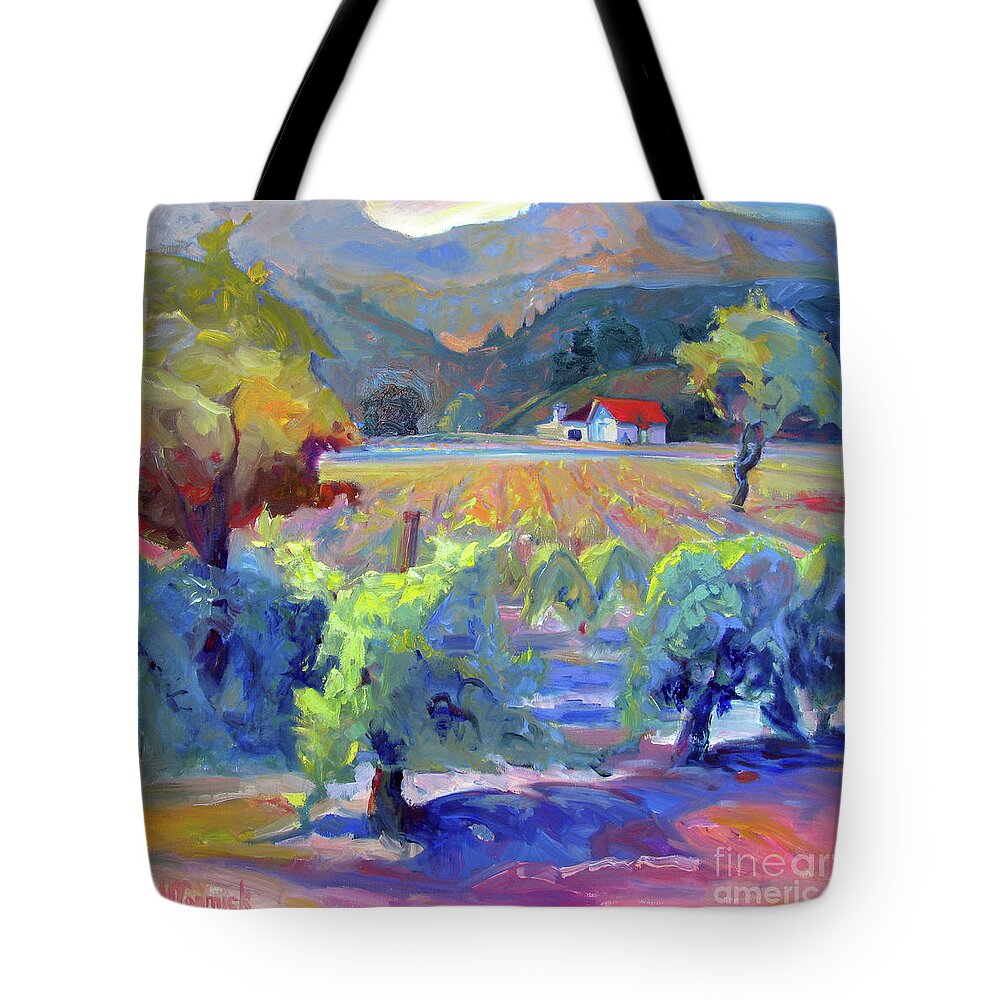 Vineyard Tote Bag featuring the painting Calistoga Dreaming by John McCormick