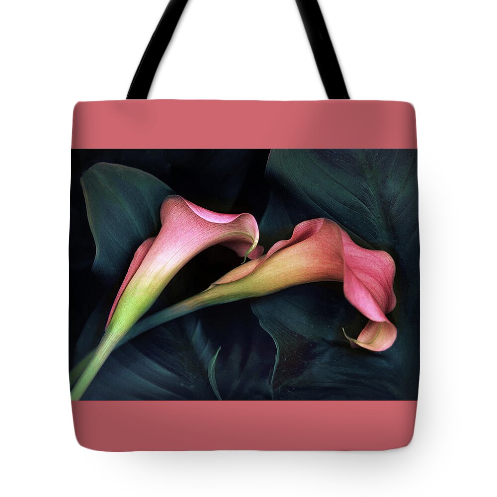 Calla Lily Tote Bag featuring the photograph Calla Caress by Jessica Jenney