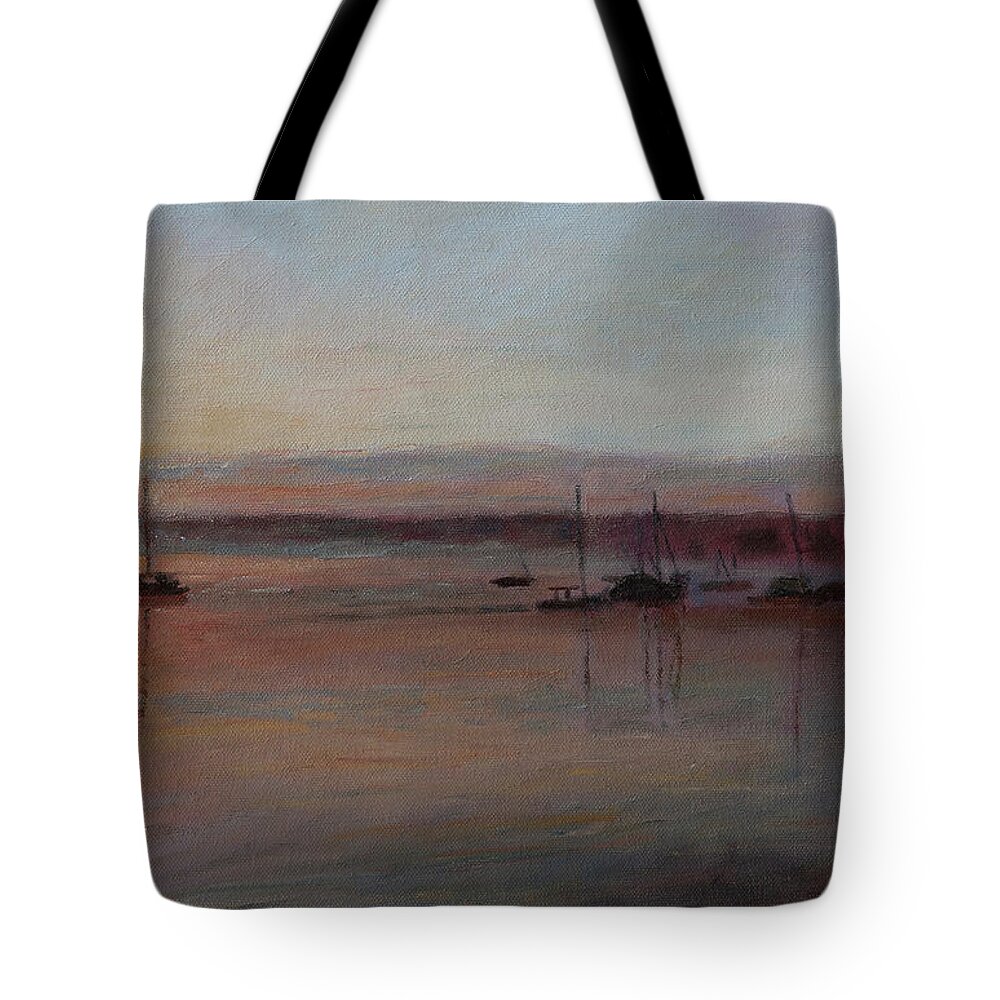 Sea Tote Bag featuring the painting Calm Sea by Masami IIDA