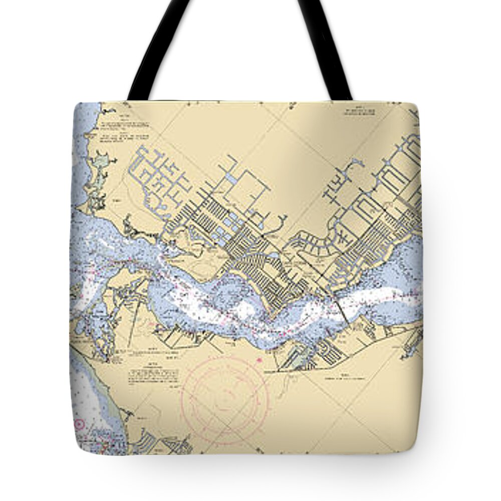 Caloosahatchee River Including Cape Coral And Fort Myers Tote Bag featuring the digital art Caloosahatchee River including Cape Coral and Fort Myers, NOAA Chart 11427_1 by Nautical Chartworks