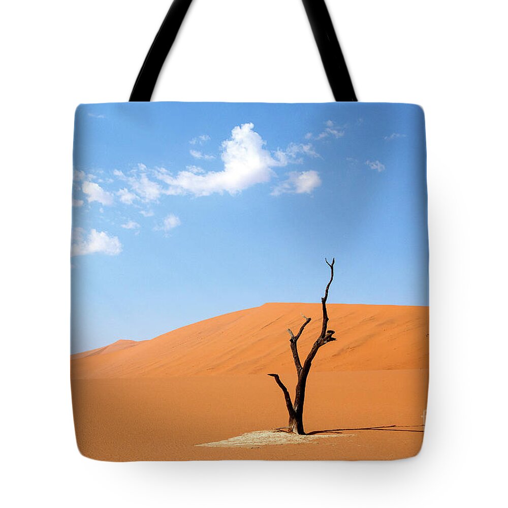 Landscape Tote Bag featuring the photograph Camelthorn tree in Sossusvlei, Namibia by Julia Hiebaum