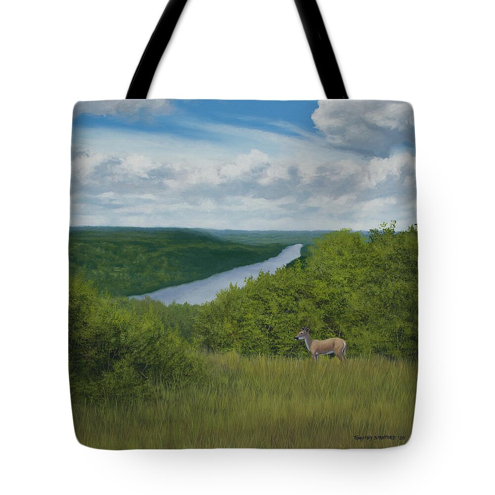 Landscape Tote Bag featuring the painting Camouflage by Timothy Stanford