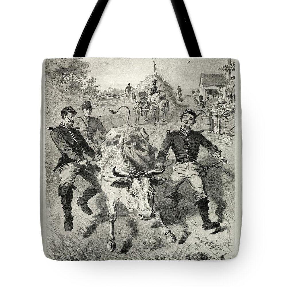 Campaign Sketches Foraging 1863 Winslow Homer Sketch Tote Bag featuring the painting Campaign Sketches Foraging 1863 Winslow Homer by MotionAge Designs