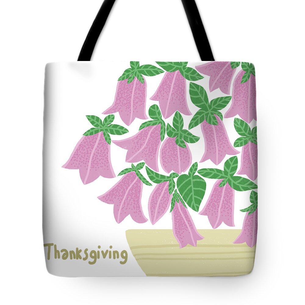 Purple Spot Bluebells Tote Bag featuring the drawing Campanula Punctata by Min Fen Zhu