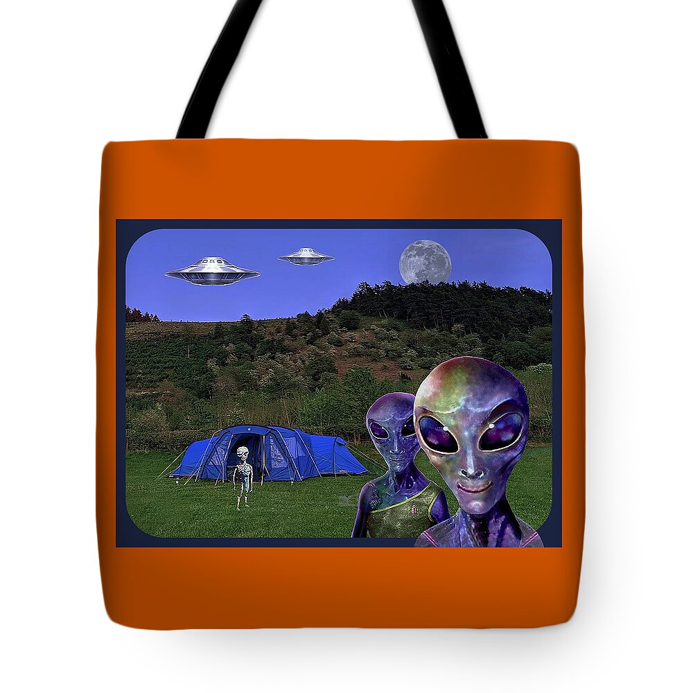 Camping Tote Bag featuring the mixed media Camping by Hartmut Jager