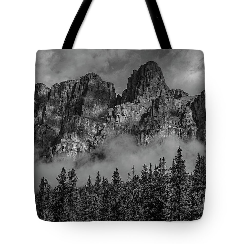 Black And White Tote Bag featuring the photograph Canadian Castles by Seth Betterly