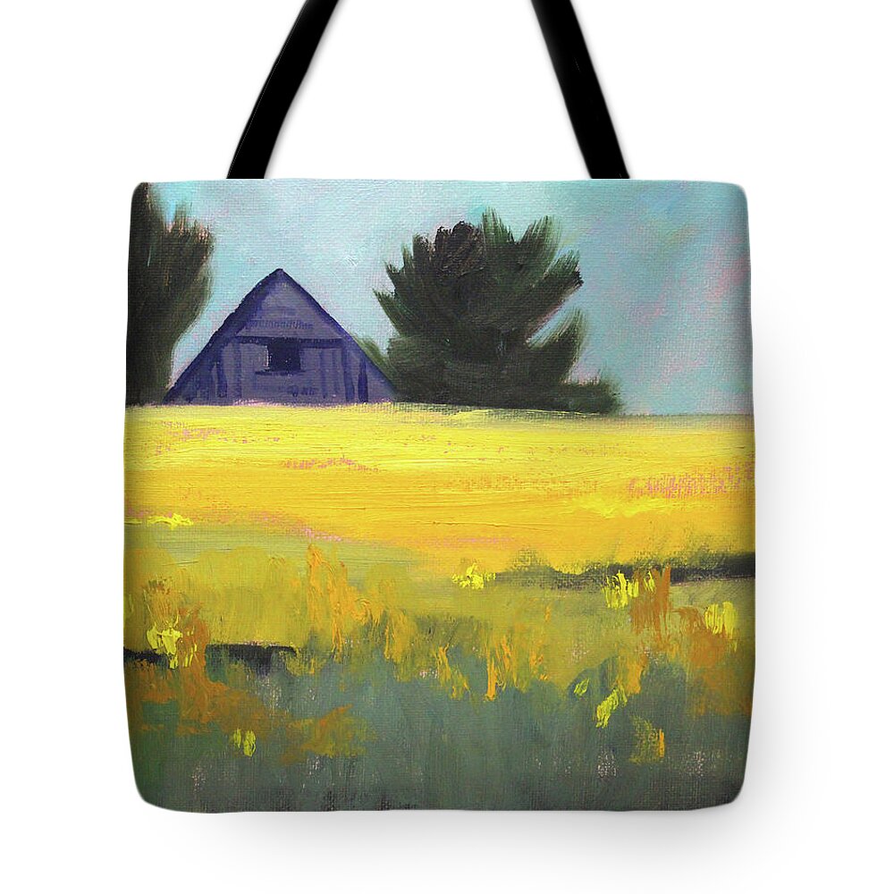 Canola Field Tote Bag featuring the painting Canola Field by Nancy Merkle