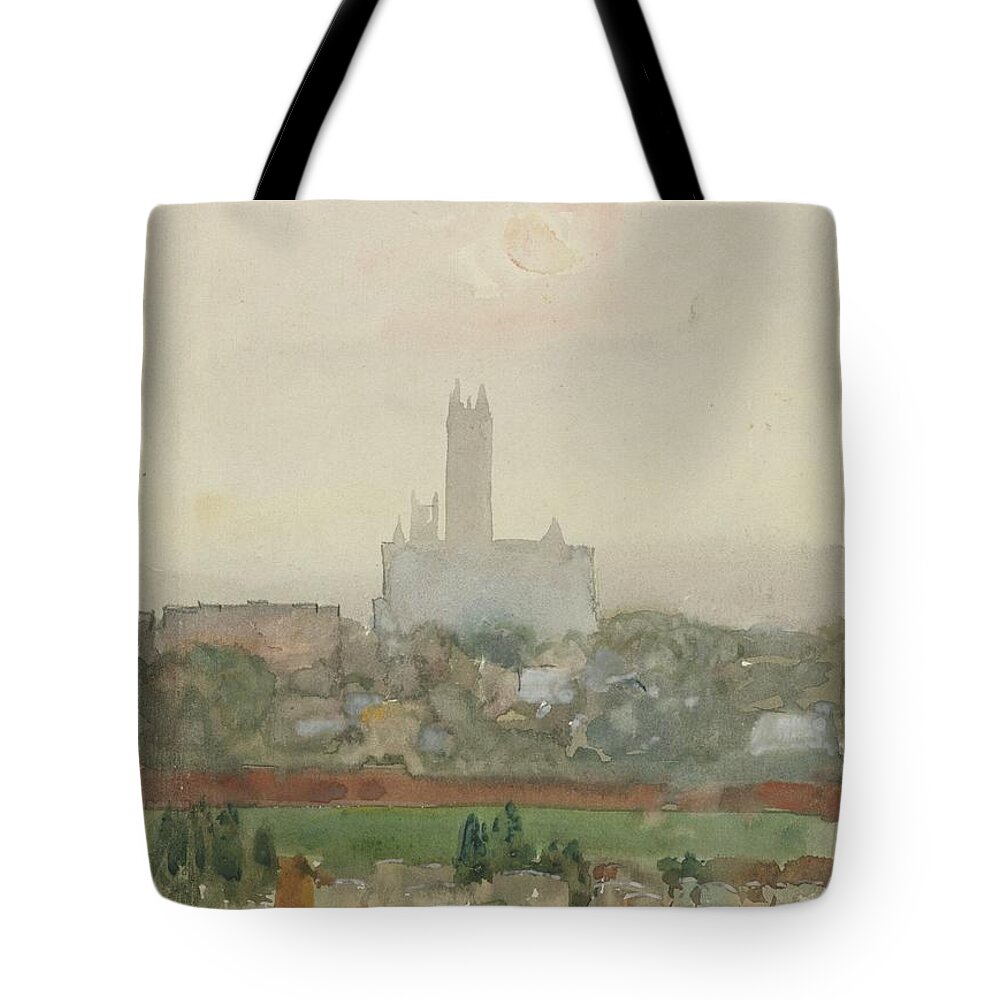 Canterbury Cathedral 1889 Childe Hassam Sketch Tote Bag featuring the painting Canterbury Cathedral 1889 Childe Hassam by MotionAge Designs