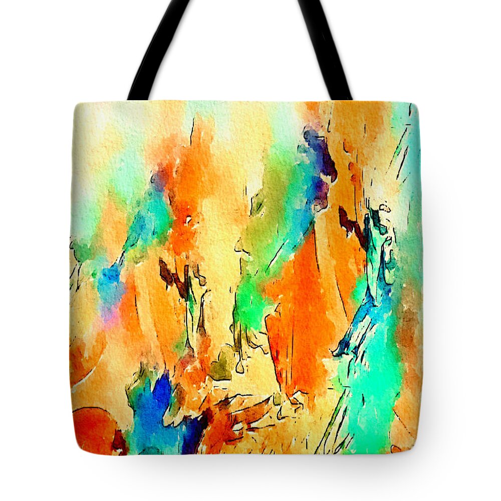 Abstract Tote Bag featuring the digital art Canyon ridge sunrise abstract by Silver Pixie