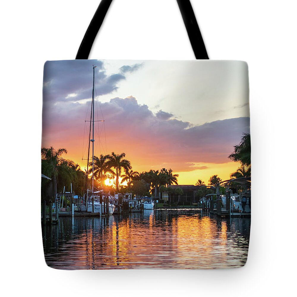 Cape Coral Tote Bag featuring the photograph Cape Coral Sunset by Mary Ann Artz