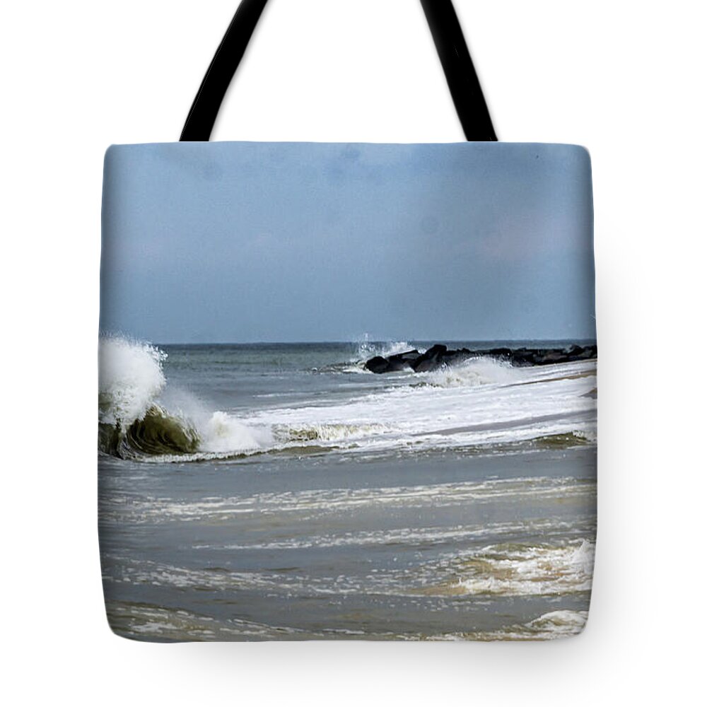 Beach Tote Bag featuring the photograph Cape May Beach - Surf by Louis Dallara