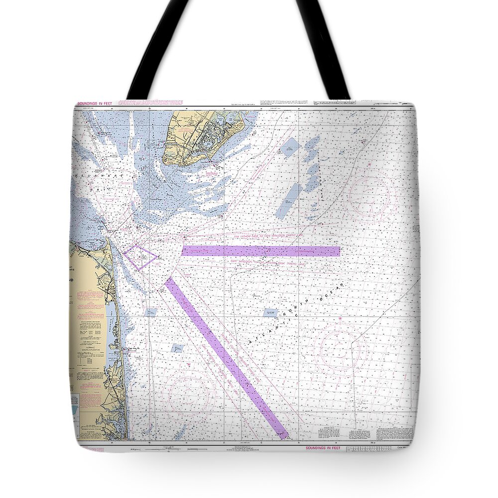 Cape May To Fenwick Island Tote Bag featuring the digital art Cape May to Fenwick Island, NOAA Chart 12214 by Nautical Chartworks