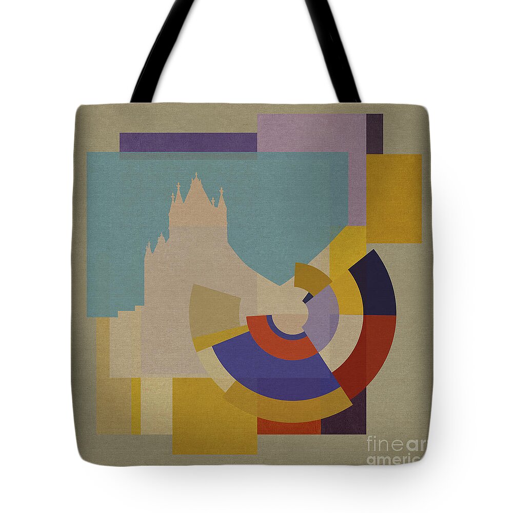 London Tote Bag featuring the mixed media Capital Square - Tower Bridge by BFA Prints