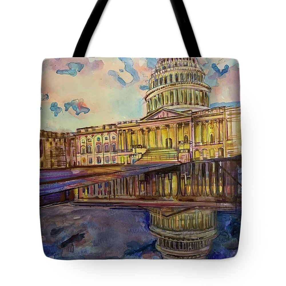 Architecture Tote Bag featuring the painting Capitol Building by Try Cheatham
